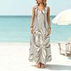 Women Bohemian Floral Sleeveless Summer Dress,Lightweight Flowy Skirt,Elegant Large Print,Beach Vacation,Casual Outings,Summer Parties