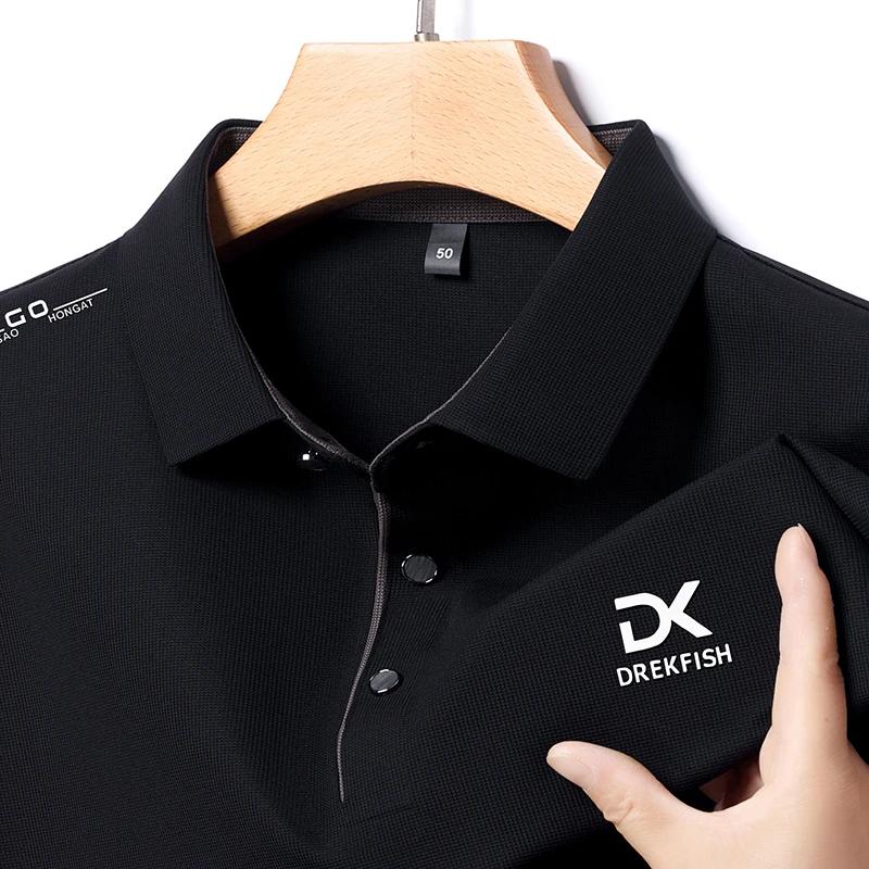 New Men'S Business Casual Long Sleeved Shirt With Badge Solid Color Polo Shirt Fashionable Breathable Comfortable Versatile Top