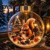 Window Wall Fireplace Decor Glowing Christmas Story Ornament, Mini Holiday Scene in Ball, Light Up Office Party Ornaments Clear Plastic Ball Xmas Tree