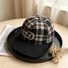 Vintage college plaid baseball hat women's new face peaked cap flat-brimmed hip-hop hat