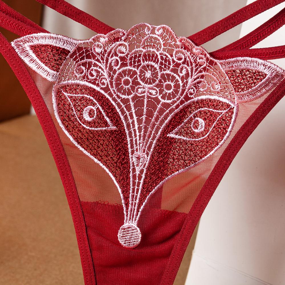 Erotic Panties Women Sexy Embroidery Thongs Transparent Hollow Girls Underwear Bikini Cute G-Strings
