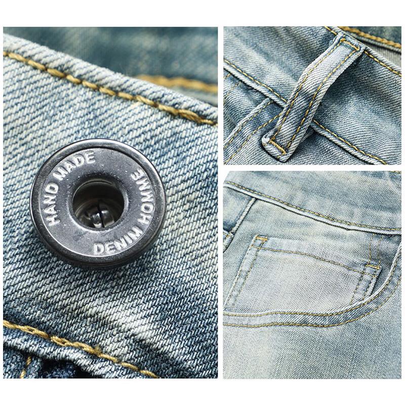 ROMON Men's Natural Cotton Loose Fit Straight Leg Stretch Jeans