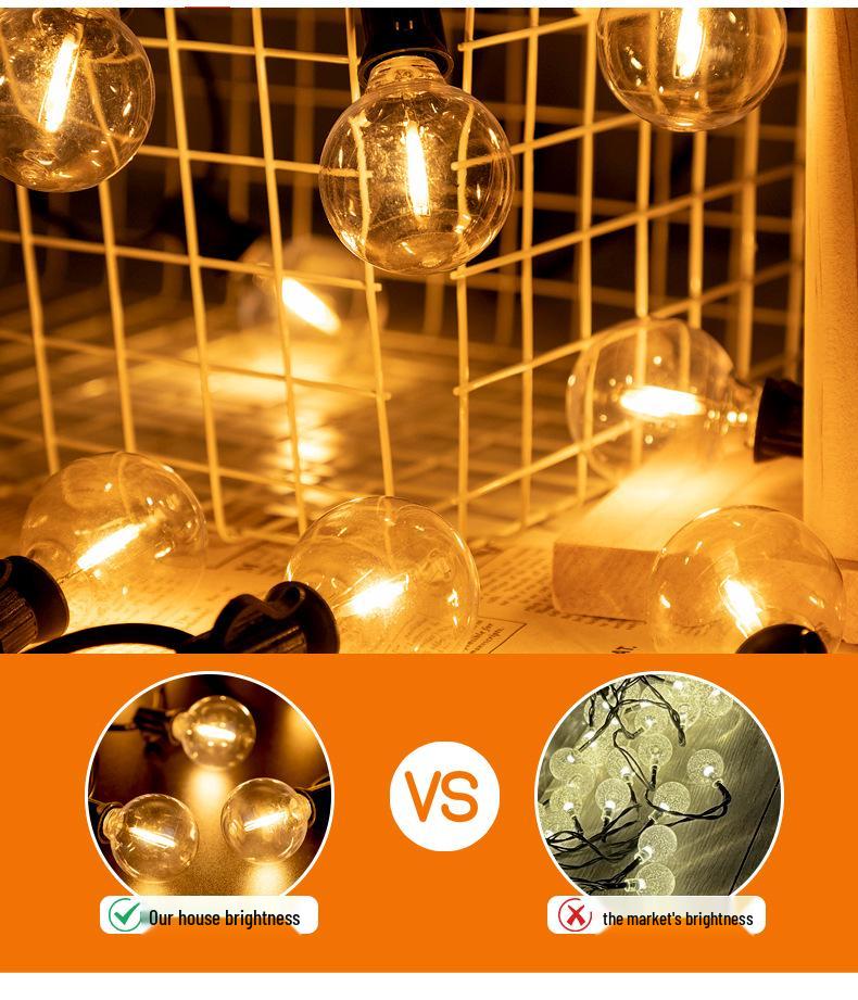 G40 Waterproof Solar LED String Lights - Outdoor, Drop-Proof, Remote-Controlled for Camping, Gardens, Weddings, and Christmas Decorating.