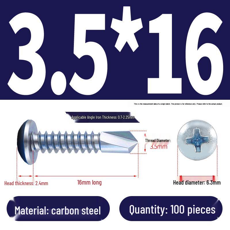 Stainless Steel 304 Phillips Round Head Self-Drilling & Tapping Screws, M3.9/M4.8/M5.5 Swallowtail Bolts