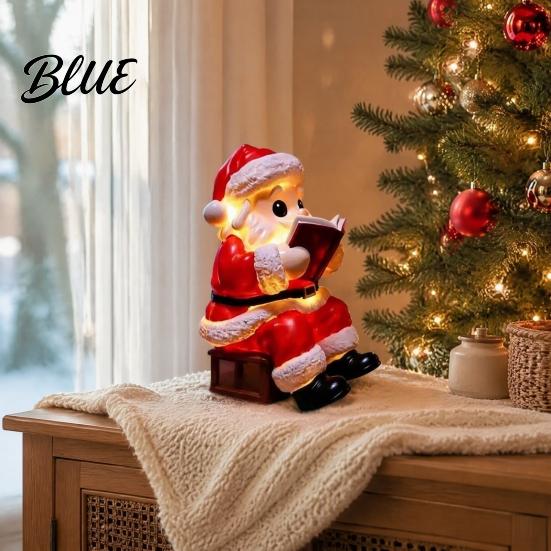 Battery Operated Lamp Santa Claus Night Light Resin Christmas Tabletop Ornament with Bedside Atmosphere Warm LED Lighting Holiday Bedroom