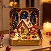 Christmas Mantel Decor Tiny Wonderland in a Tin, Mini Holiday Diorama Decor, Miniature Winter Decorative Metal Tin Scene with Santa, Tree, Gifts