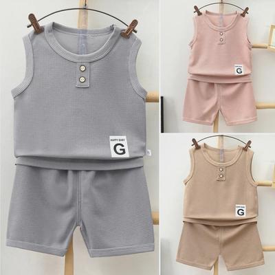Summer Waffle Vest and Shorts Set for Boys and Girls