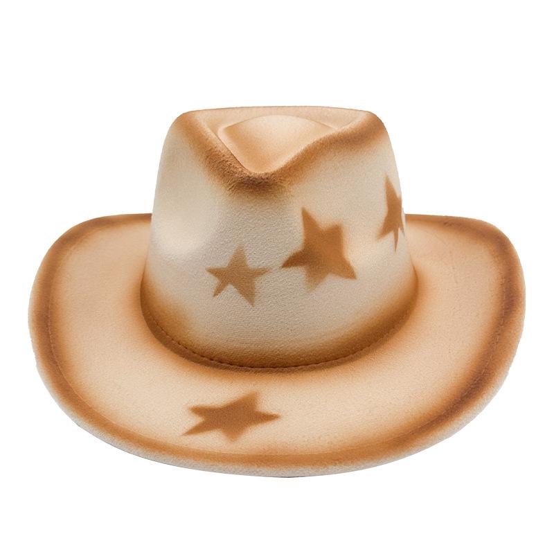 Cappello di Lana a Forma di Cuore, Cappello Jazz per Coppia Uomo e Donna, Cappello a Cilindro Western da Cowboy Spruzzato a Stella a Cinque Punte