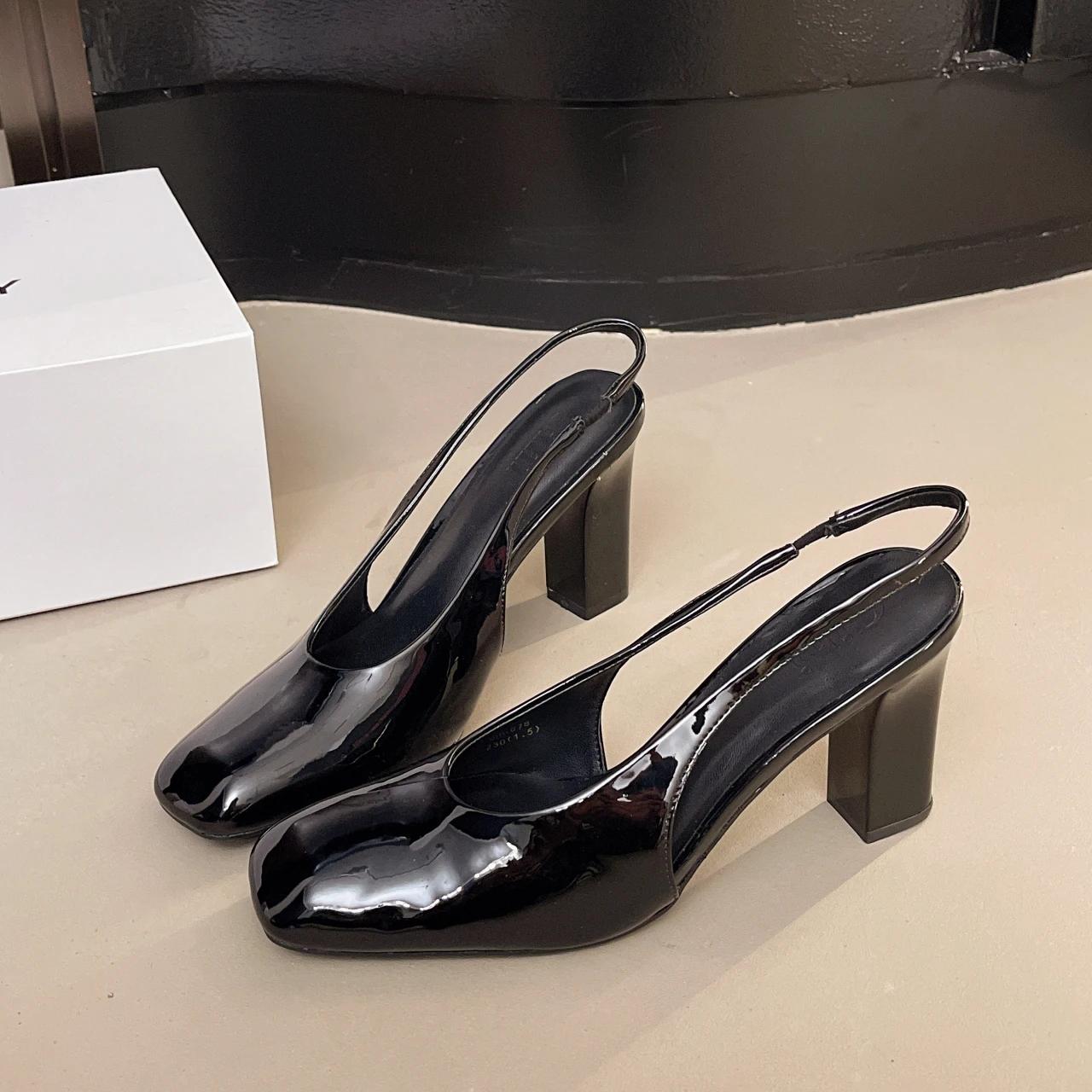 

Женские босоножки на высоком каблуке с квадратным носком, массивные, новая обувь 2025, летние, сексуальные, для платья, вечеринки, шлепанцы, слайды, Mujer 35 чёрный