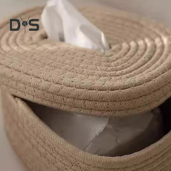 Handmade Tissue Storage Box Paper Storage Container Large Capacity Desktop Dustproof Tissue Box with Cover