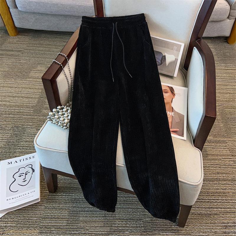 Extra Large Women's High-Waist Winter Velvet Pants, Loose Fit, Sizes Up to 300 Jin, Style 5183