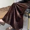 Velvet Leopard Print Skirt Women Autumn Winter High Waist Slim Casual Versatile Draping A Line Maxi Skirt
