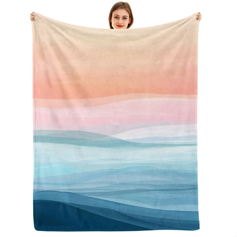 Gradient Cat Ghost Boo Night Cartoon Anime Print Flannel Blanket Soft Warm Throw for Kids Bedroom Sofa Christmas Office Car