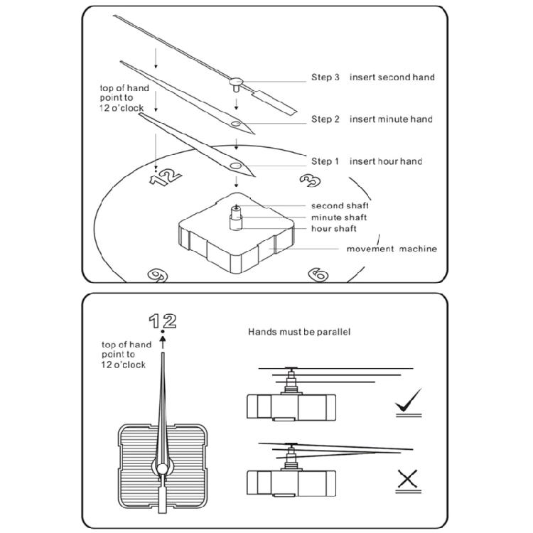 Quiet Wall Clock Replacement Movement with Long and Short Hands for Clock Making Mechanism Craft Projects Repair Parts