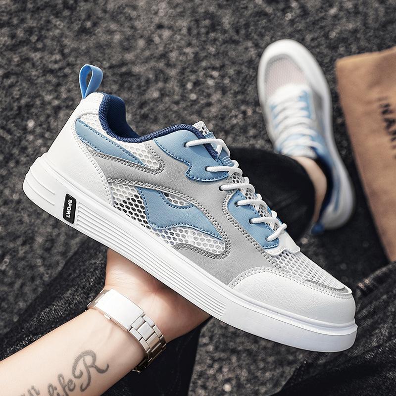 Large Size Men's Shoes Spring and Summer Mesh Breathable Flats Men's Students Trend Low-top Sports and Leisure Board Shoes