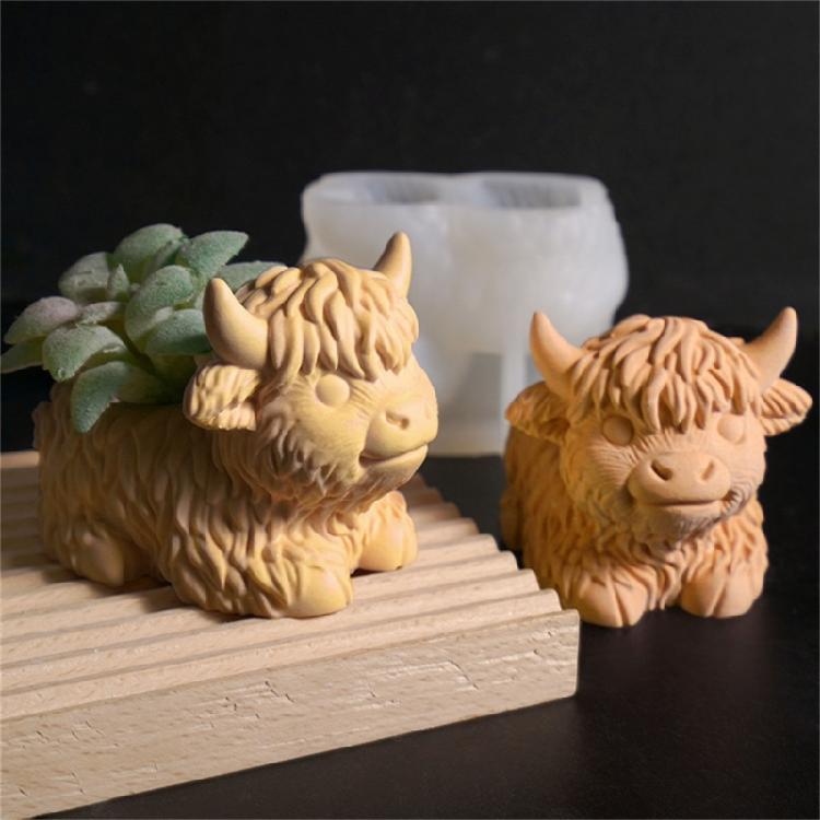 Yak Kopf Statue Silikon Kerzenformen für Epoxidharz Handgemachte Kerze Seife Topfpflanzenvase Heimdekoration