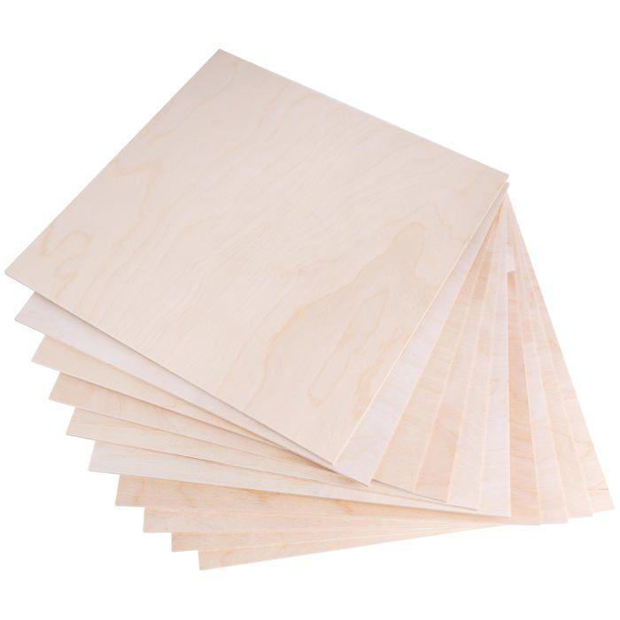 Panneaux Contreplaqué Creative Deco Carré | Pyrogravure DIY | Bouleau naturel 400 x 400 x 3 mm – Lot de 20