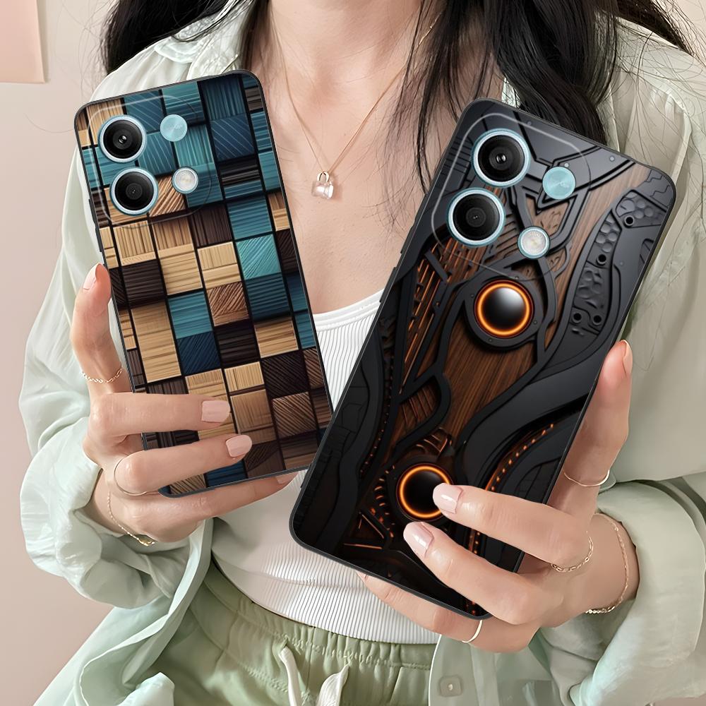 Wood Texture Mobile Cell Phone Case for Xiaomi Redmi Note 14 13 12 11 S Pro Plus 4G 5G Colorful Printing Cover Smartphone Luxury