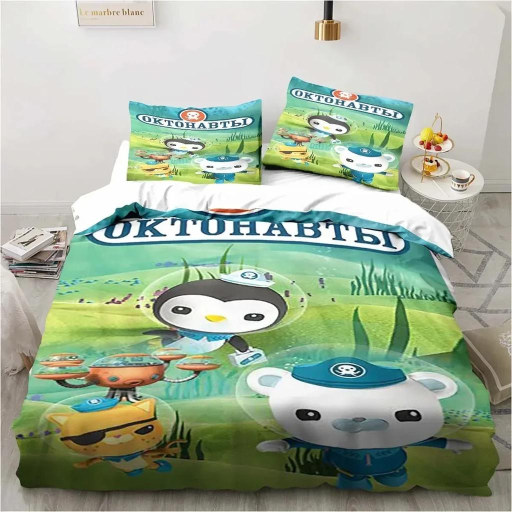 Neues 3D Cartoon Octonauts Bettwäsche-Set Gedrucktes Bettwäsche-Set Mit Kissenbezug Bettdeckenbezug Weich Queen King Size Bettwäsche Zuhause