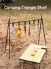 Aluminum Alloy Camping Hanging Rack Multifunctional Portable Triangle Rack with Hooks for Picnic Barbecue for Hiking Backpacking