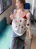 Korean Style Star Print One-Shoulder Camisole Patchwork T-Shirt - Women’s Loose Summer Top