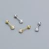 Minimalist Imitation Pearl Threaded Stud Earrings Women Geometric Tiny Layering Ear Piercing Jewelry In Sterling