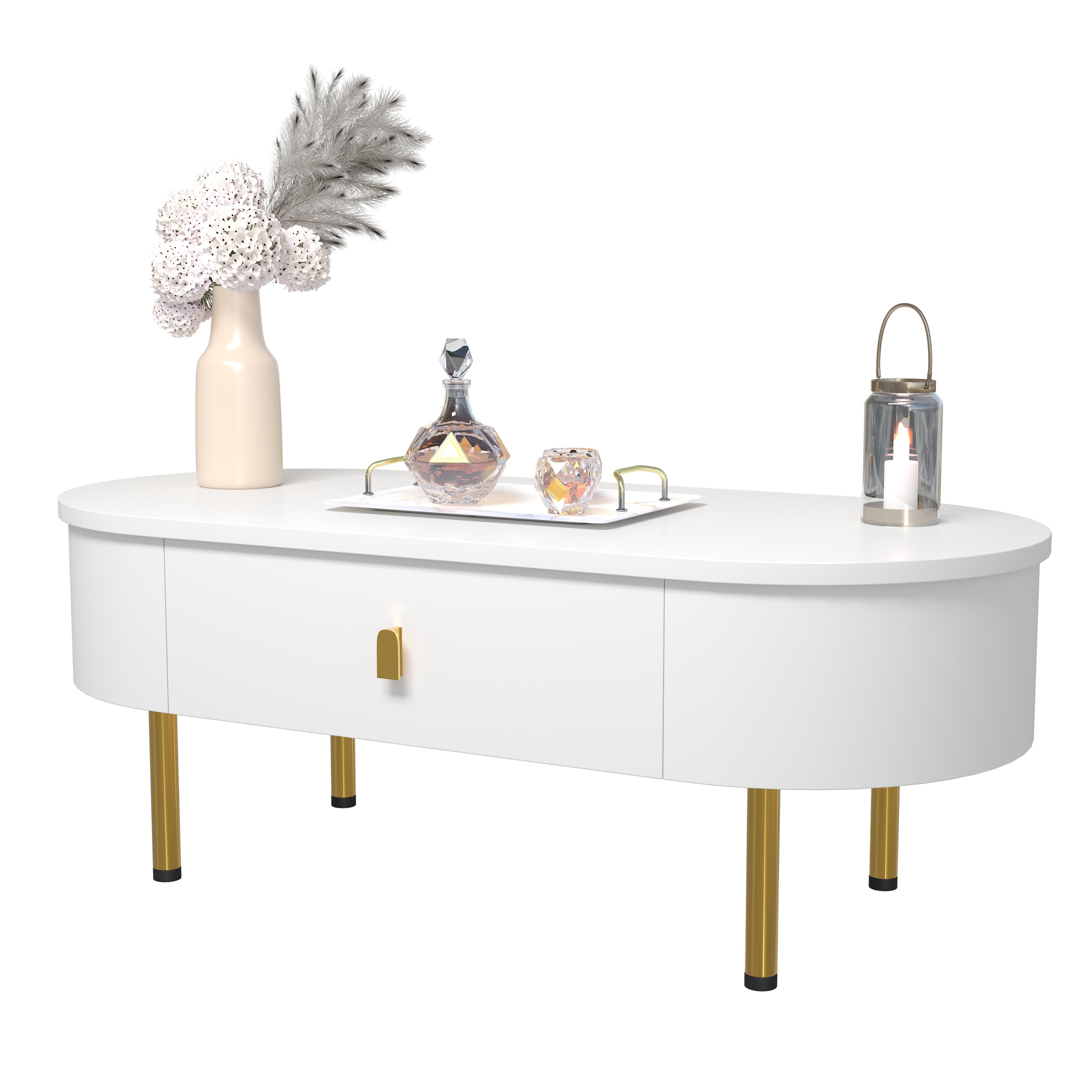 Coffee table with two drawers, golden