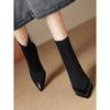 High-heeled short boots, thin-heeled new design, pointed thin boots, fleece elastic boots, spring and autumn single boots