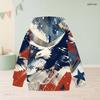 Girls Long Sleeve Hoodie Bald Eagle American Flag Printed Pullover
