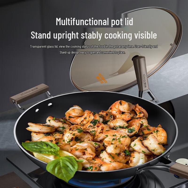 KOBACH Uncoated Cast Iron Stir-Fry Wok