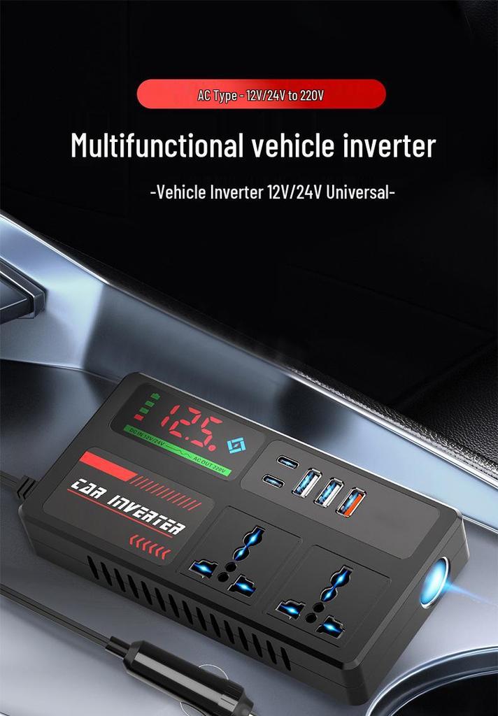 High Power Smart 12V/24V to 220V Car Inverter Charger