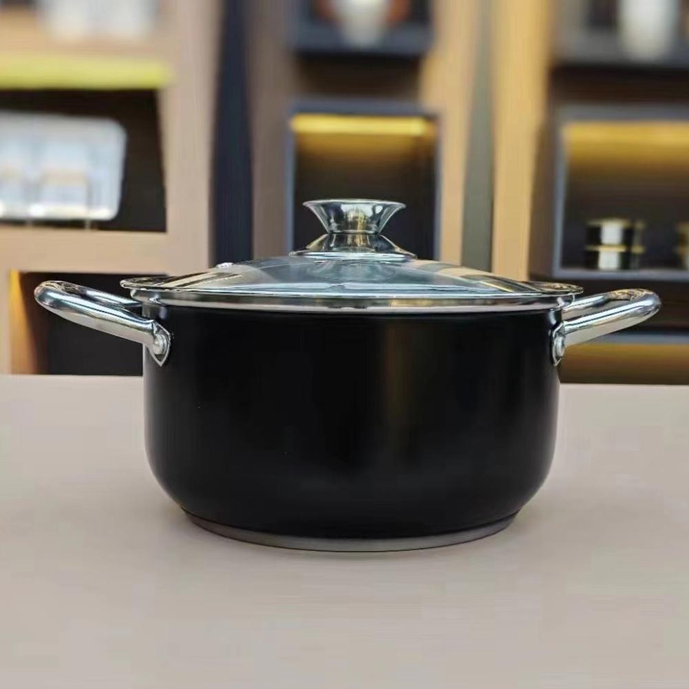 4Set Anti-Scratch Stainless Steel 20/22/24/26cm Stockpot Set with Glass Lid Tri-Ply Base Soup Cookware for All Kitchen Stove