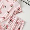 Girls Summer Pajama Set Cherry Blossom Print 4-Way Stretch Shorts & Tee Breathable Modal Blend for Bedtime and Playtime for 1-8Y