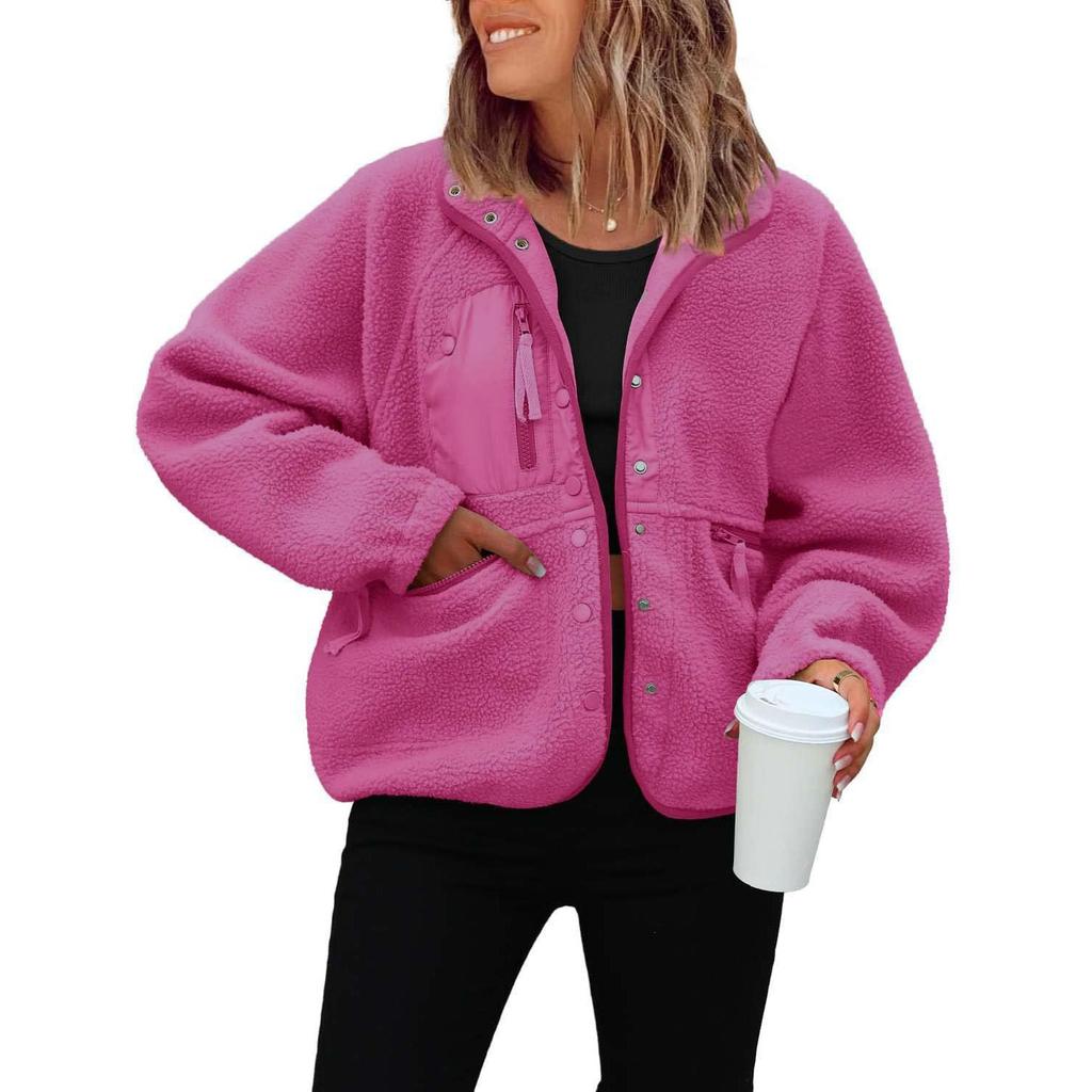 Cappotto in Pile Polare da Donna Autunno/Inverno Sportivo Casual Tinta Unita Giacca Maglione Caldo Top 20 colori