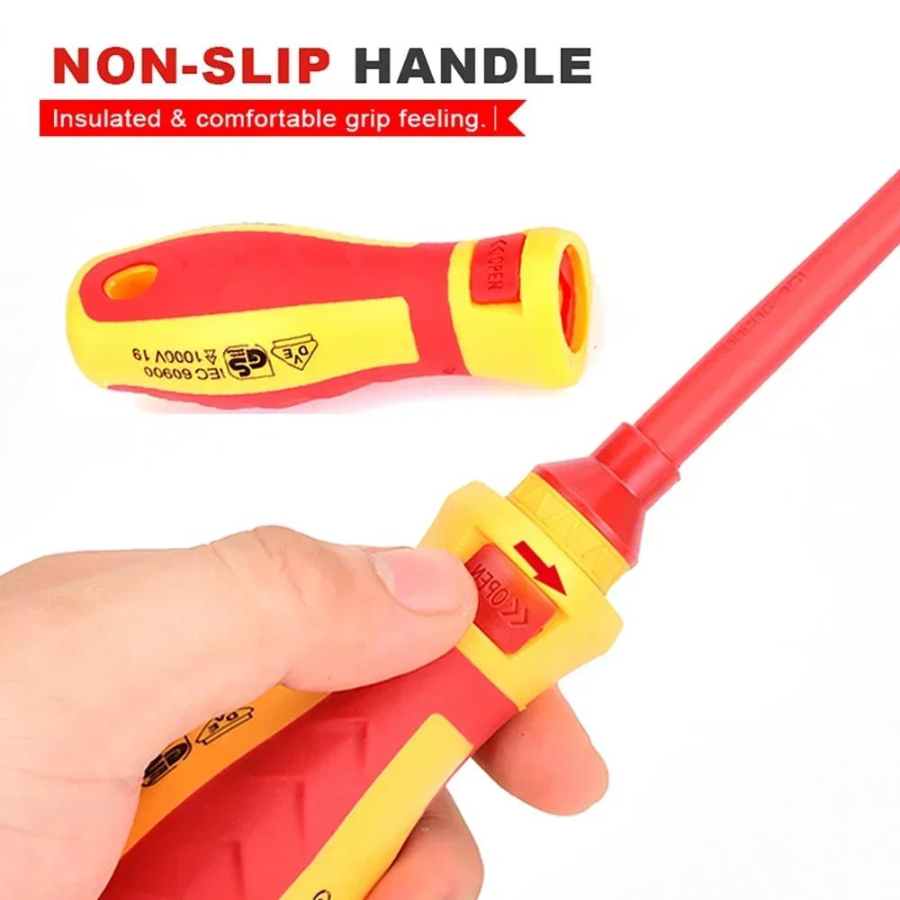13pcs/8pcs Electrician Repair Tools Kit 1000V Changeable Insulated Screwdrivers Set with Magnetic Slotted Bits