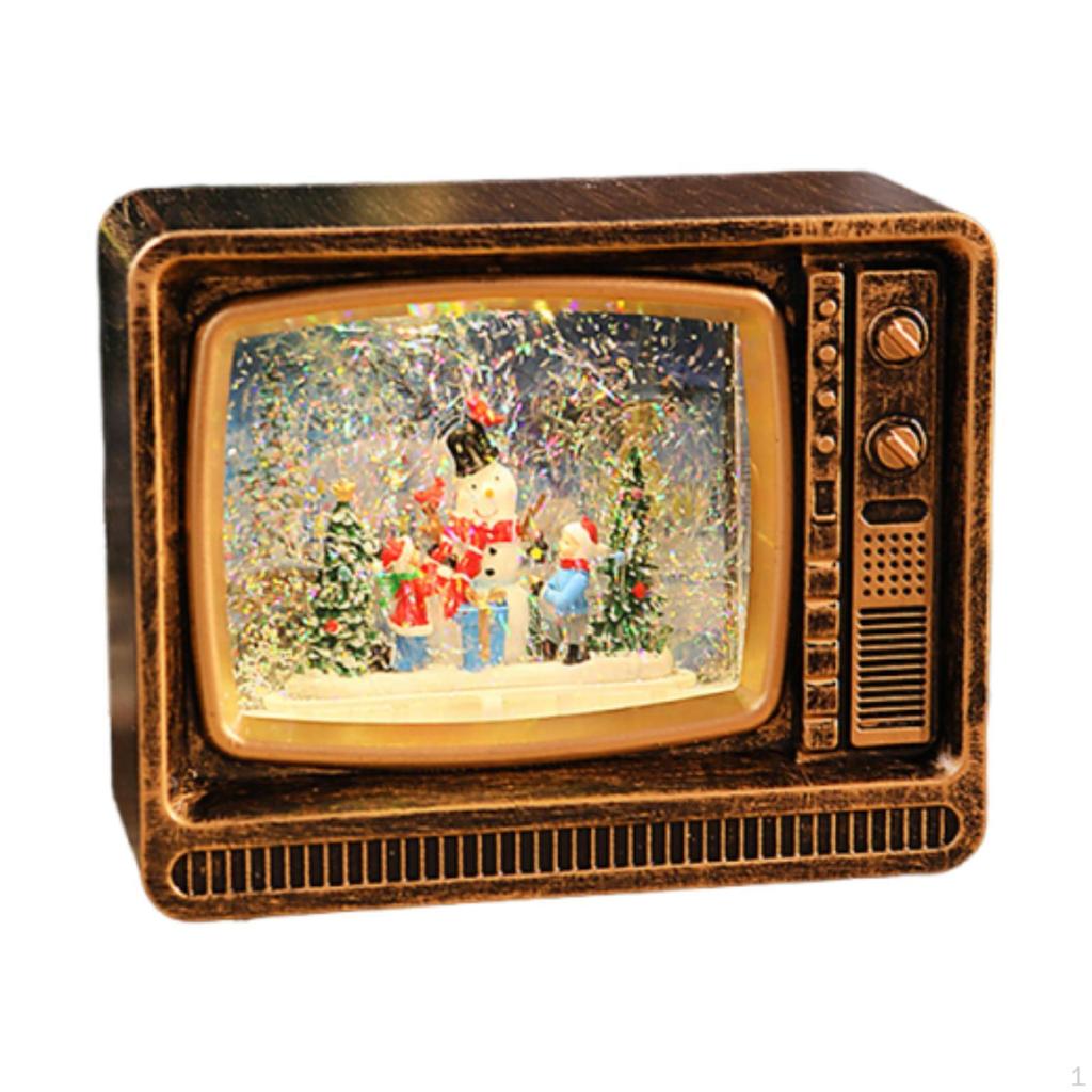 Lantern with Music Box, Snow Globe Ornament, Original , Light-Up TV Effect, Festive And