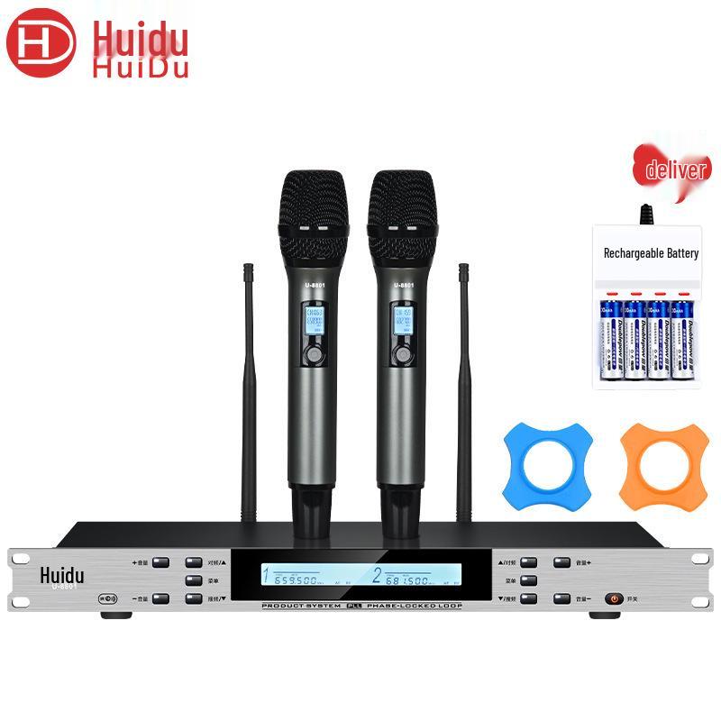 HuiDu U8801/8802 Pro Dual Wireless Microphone with Adjustable Frequency for Conferences
