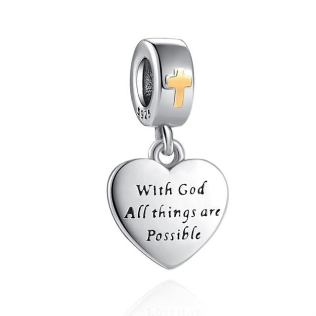 Faith Blessed Modlitba Cross Charm Bead Fit Originální módní náramek Diy pro dámské šperky