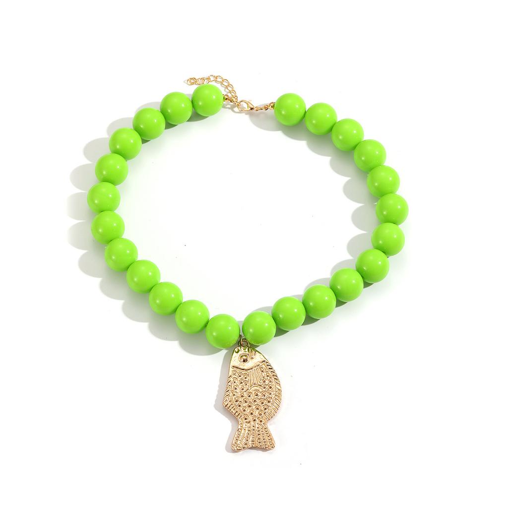 Collana Pendente Pesce Fatto a Mano con Perline Stile Vacanza Naturale Spiaggia Oceanica per Donne