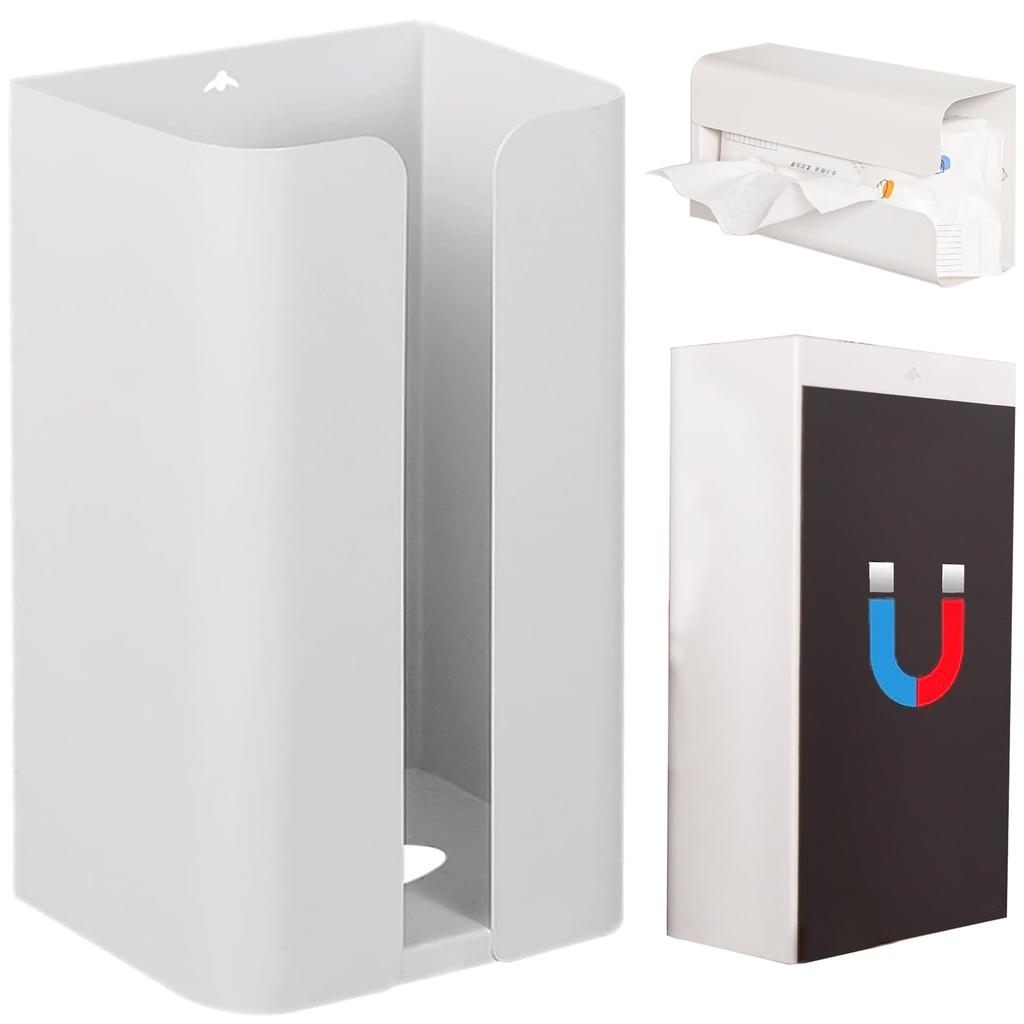 AYO Magnetic Tissue Box, Stylish Wall-Mounted Tissue Holder with One-Hand Tear, Perfect for Kitchen, Bathroom, or Sink Storage (White)