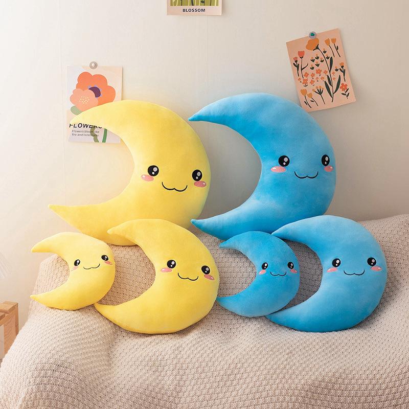 Cute Expression Moon Throw Pillow Plush Toy Doll Home Sofa Pillow Cushion Child Soothing Doll