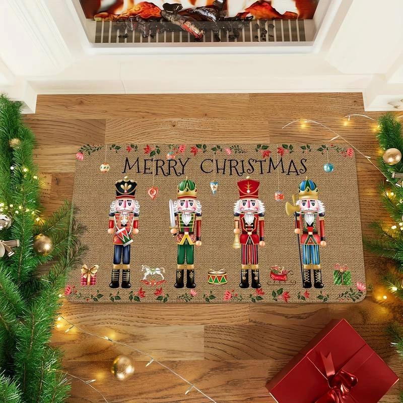 Merry Christmas Doormat Santa Claus Pattern Design Bathroom Carpet Bedroom Living Room Entryway Floor Mat Kitchen Home Decor