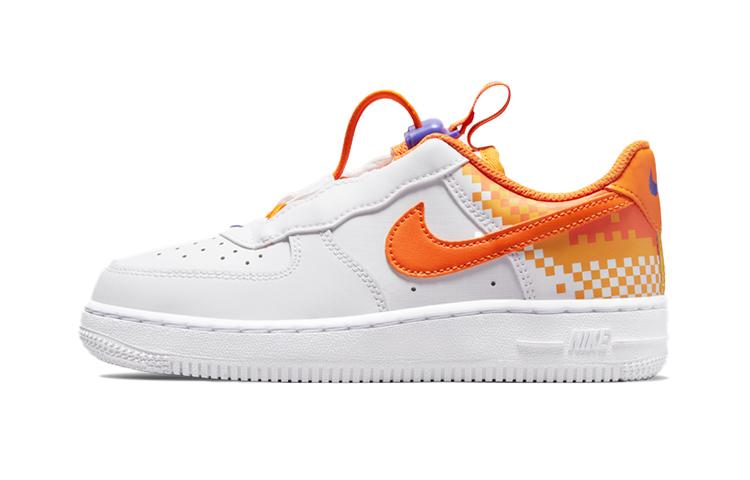 

Nike Air Force 1 Toggle Leather Casual Slip Resistant Abrasion Resistant Low top Kids Skateboarding Shoes White Orange DR8410-181 28