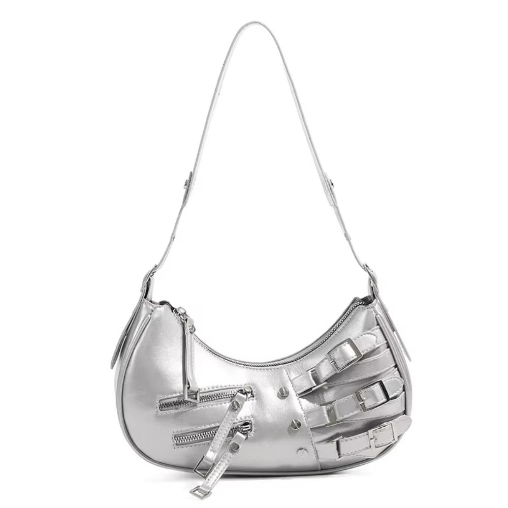 Spicy Girl Retro Rivet Shoulder Bag Pu Leather Motorcycle Bag Portable Locomotive Pack Streetwear