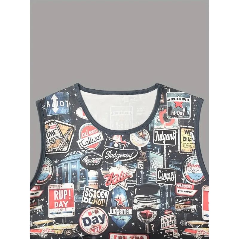 Erkek Yaz Sörf Plaj Tank Top Büyük Boy Rahat Nefes Kolsuz Üst Gevşek Baskı Tank Top Erkek Gömlek