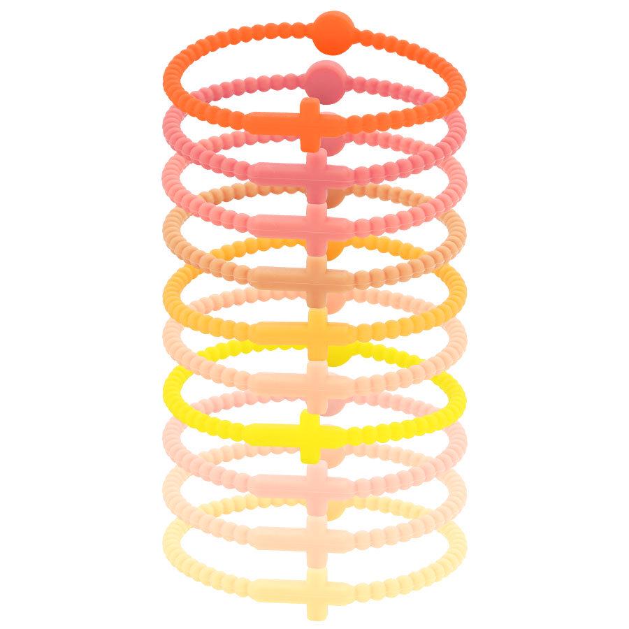 New European-American Silicone Macaron Cross Thin Style Children s Hand Bracelet Set (10 Pieces)