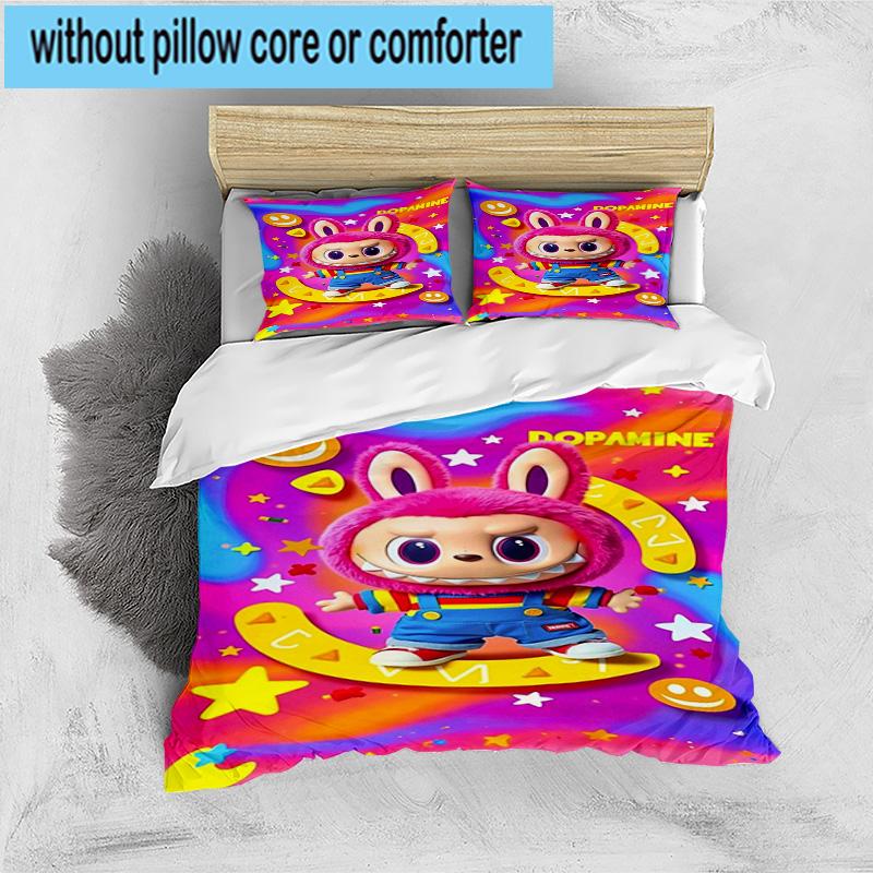 3PCS Labu-bu Friends Adventure 3pcs Bedding,Including 3PCS Duvet Cover And 2pcs Pillowcases Perfect for Christmas,Ideal for Bedroom, Dormitory