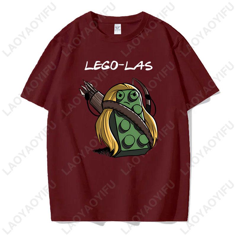 Funny Anime Cartoons Lego-las Printed T-shirt Humor Style Summer Fashion Short-sleev T Shirt Y2k Streetwear Cotton Tee Camisetas