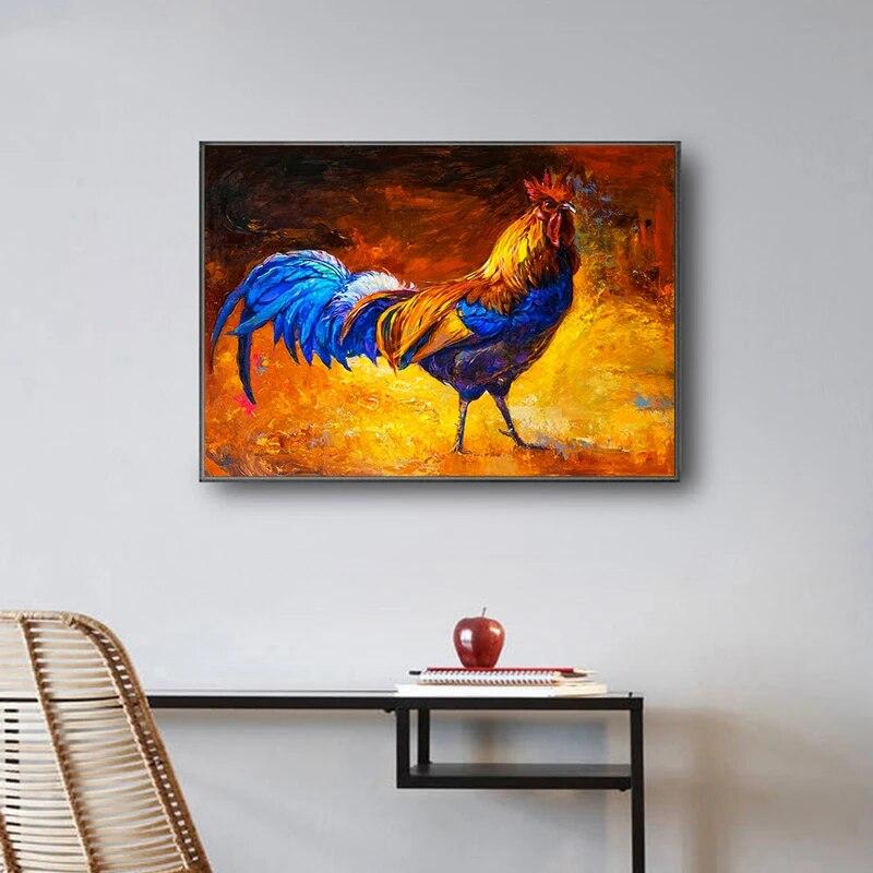 Abstract Colofrul Rooster Oil Painting On Canvas Wall Picture Art Animal Poster and Print Cuadros Paintings for Living Room No Frame