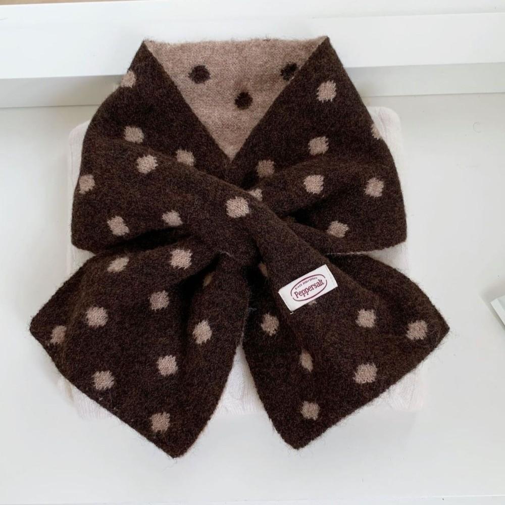 Cross Knitted Scarf Polka Dot Neck Warmer Scarf Gifts Neck Wrap Daily Wear